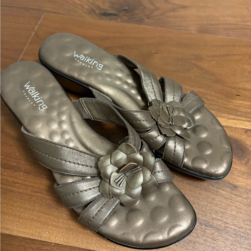 Walking Cradles Metallic Bronze Slip-On Sandals